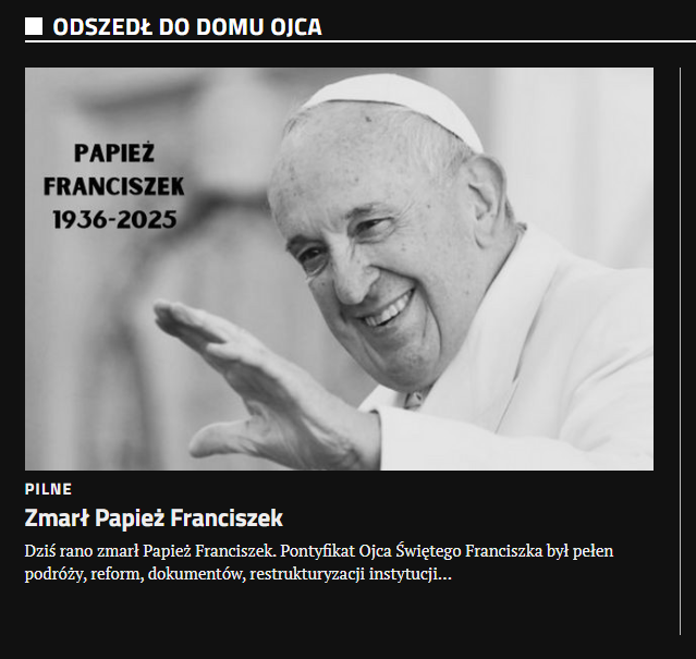 2025 04 21 Zmarl Papiez Franciszek